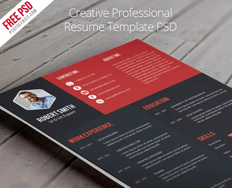 free download awesome PSD resume templates