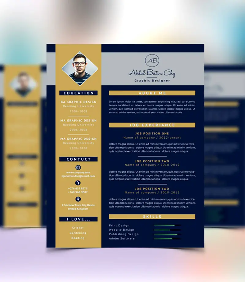 download amazing PSD resume templates