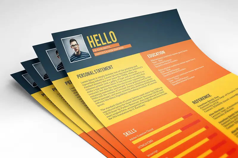 download latest PSD resume templates for free