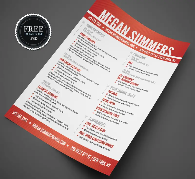 free download amazing resume templates in psd