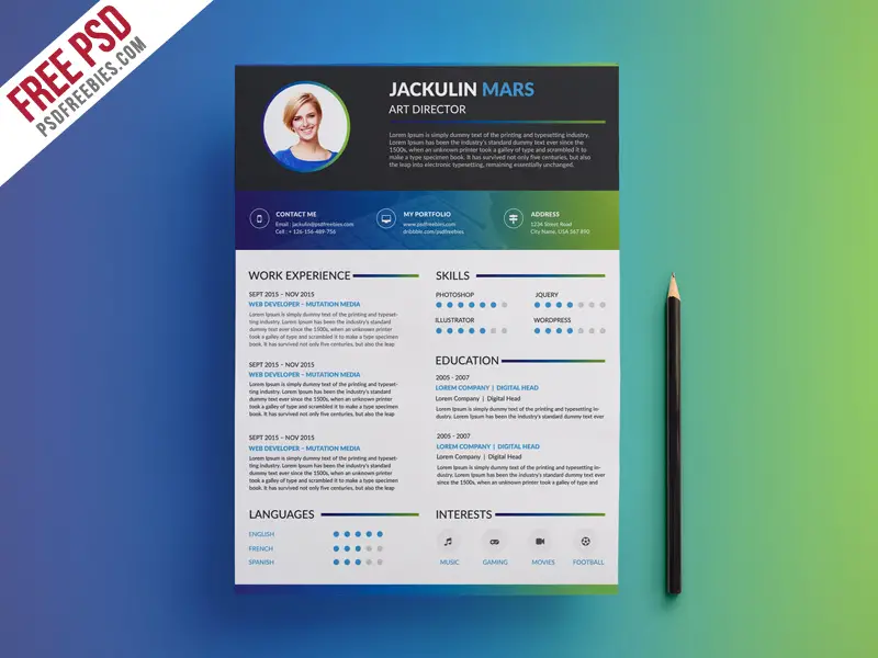  free download best PSD resume templates