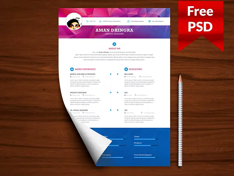 Free Cv Resume Template Psd